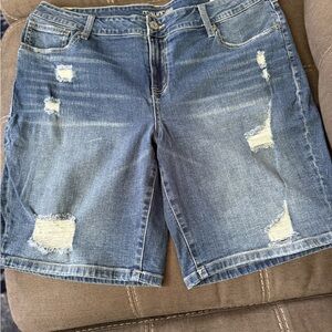 NWT Maurices Blue Jean Shorts with Distressed Details